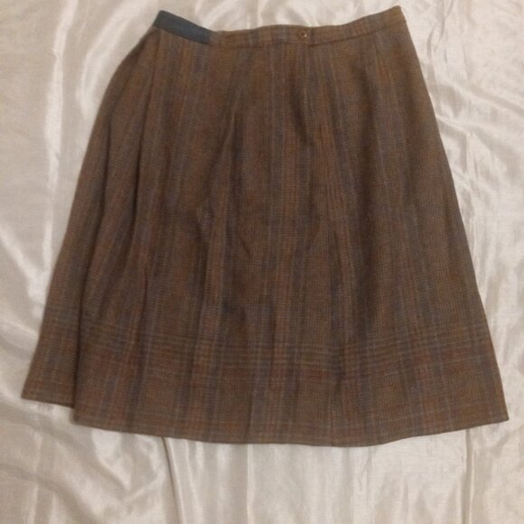 Brooks Brothers women's wool skirt chocolate brown w/blue strips sizeL - Picture 5 of 8
